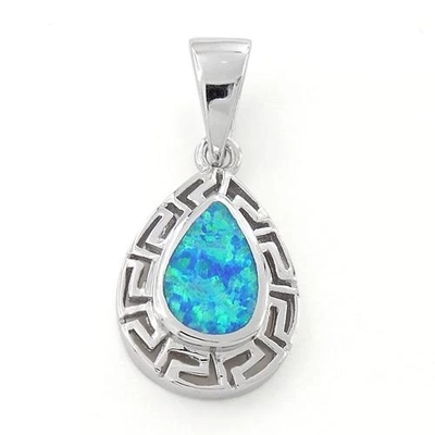 925 com joia fina do pendente da gota do laboratório do teste padrão de Sterling Silver Opal Greek em linha para mulheres