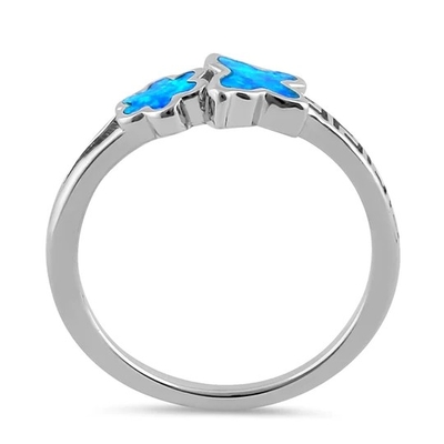 925 com o laboratório branco Opal Engagenent Ring For Girls de Sterling Silver High Quality Blue Opal Greek