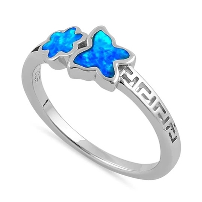 925 com o laboratório branco Opal Engagenent Ring For Girls de Sterling Silver High Quality Blue Opal Greek