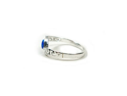Arco-íris moderno Opal Engagement Ring azul do fogo da chave do meandro do grego clássico de Sterling Sliver 925