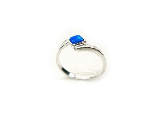 Arco-íris moderno Opal Engagement Ring azul do fogo da chave do meandro do grego clássico de Sterling Sliver 925
