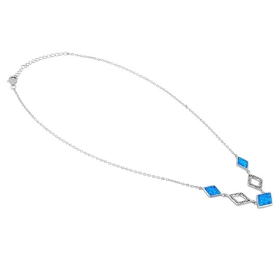 925 com meandro Diamond Necklace Opal Jewelry For Women real da opala de Sterling Silver Greek Bule