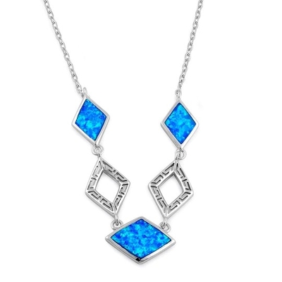 925 com meandro Diamond Necklace Opal Jewelry For Women real da opala de Sterling Silver Greek Bule
