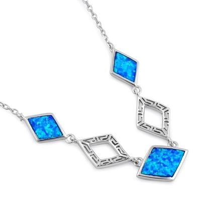 925 com meandro Diamond Necklace Opal Jewelry For Women real da opala de Sterling Silver Greek Bule