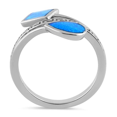 Projeto moderno Opal Ring For Women azul da onda da chave do meandro do grego clássico de Sterling Sliver 925