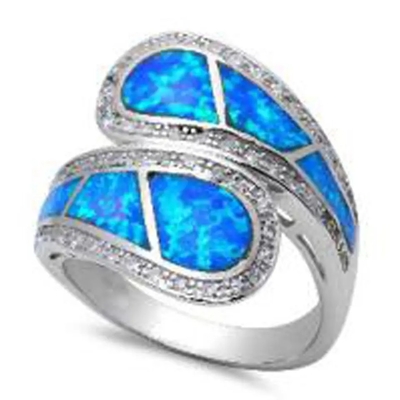 Joia azul de Sterling Silver Ring Blue Opal do sólido 925 de Opal Greek Key Design Wraparound para homens
