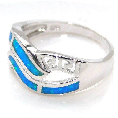 Casamento azul Ring Synthetic Opal Jewelry da opala do laboratório de Sterling Silver Wholesale Jewelry Greek