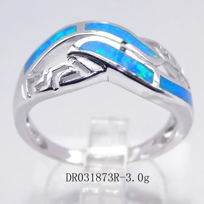 Casamento azul Ring Synthetic Opal Jewelry da opala do laboratório de Sterling Silver Wholesale Jewelry Greek