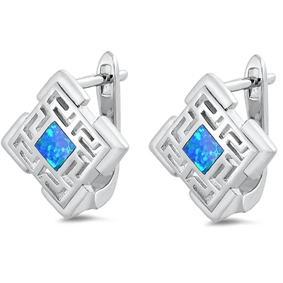 Brinco chave do parafuso prisioneiro do projeto de Sterling Silver Blue Opal Greek da personalização por atacado 925 da joia