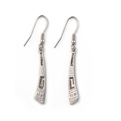 Com Sterling Blue Opal Dangle Earrings com os brincos originais chaves gregos do projeto do vintage para mulheres