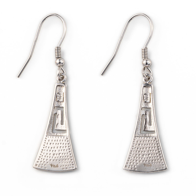 Joia azul retro da qualidade de 925 Sterling Silver Meander Modern Design Opal Greek Key Dangle Earrings