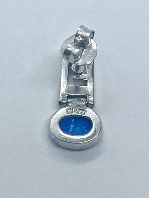 Joia azul retro da qualidade de 925 Sterling Silver Meander Modern Design Opal Greek Key Dangle Earrings