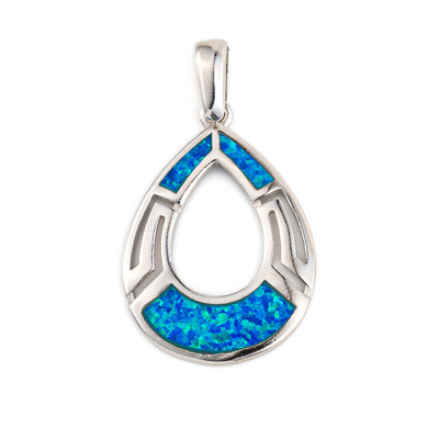 Meandro Opal Pendant With grego azul natural 925 Sterling Silver da menina