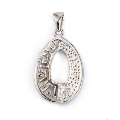Promessa azul Opal Sterling Silver do pendente grego retro da chave do meandro do estilo