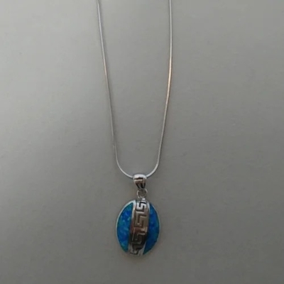 Projeto chave Meandros Opal Pendant Necklace With 925 Sterling Silver