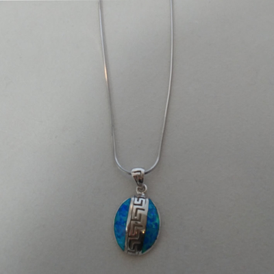 Projeto chave Meandros Opal Pendant Necklace With 925 Sterling Silver