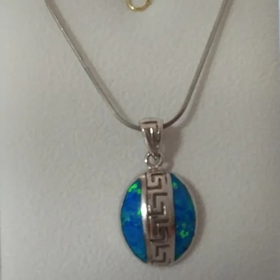 Projeto chave Meandros Opal Pendant Necklace With 925 Sterling Silver