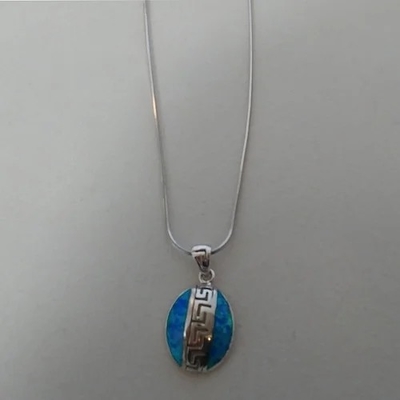 Projeto chave Meandros Opal Pendant Necklace With 925 Sterling Silver
