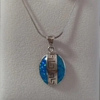 Projeto chave Meandros Opal Pendant Necklace With 925 Sterling Silver
