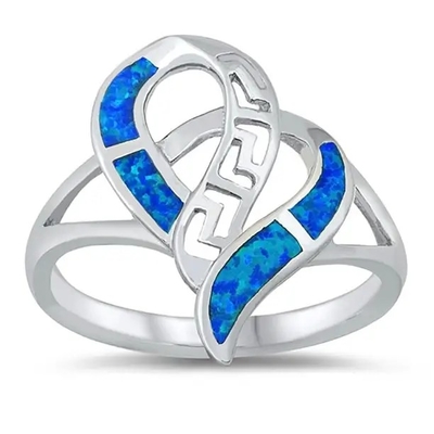 Encanto Opal Jewelry grego da chave da gota do rasgo 47x27mm 925 Sterling Silver Rhodium