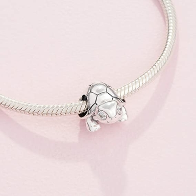 Grânulo do encanto da gota da tartaruga de mar  com os cristais crafted em Sterling Silver For Flawless Finish