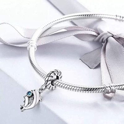 Do encanto tropical subaquático maravilhoso dos peixes de Sterling Silver Bead Shark Turtle do mundo 925 do oceano de ABAOLA pendente original apto