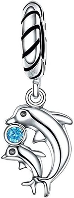 Do encanto tropical subaquático maravilhoso dos peixes de Sterling Silver Bead Shark Turtle do mundo 925 do oceano de ABAOLA pendente original apto