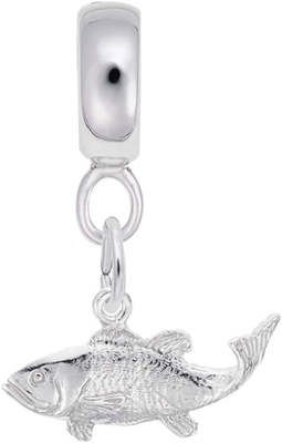 925 grânulos de Sterling Silver Fish Charm Dangle para braceletes &amp; colares