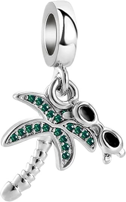 Chili Jewelry Coconut Palm Tree com a praia do feriado dos óculos de sol encanta compatível com Pandora Charms Bracelets