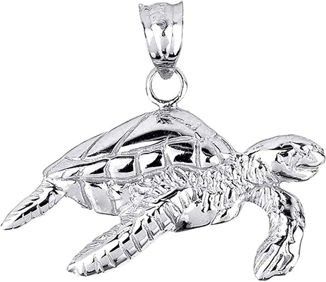 Pendente de 925 Sterling Silver Sea Turtle Charm para meninas das mulheres