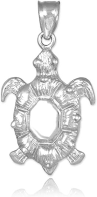 Colar do pendente de Sterling Silver Sea Turtle Animal da joia de Boma, 18 polegadas