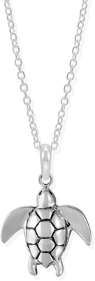 Colar do pendente de Sterling Silver Sea Turtle Animal da joia de Boma, 18 polegadas