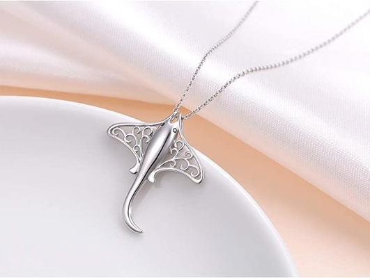 Pendente da colar de Sterling Silver High Polished Seashell com 18&quot; corrente da caixa