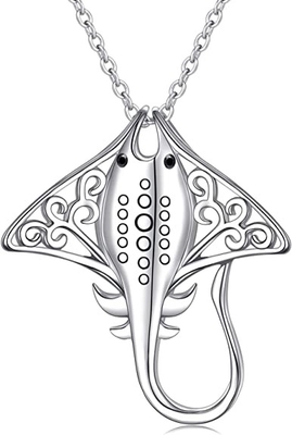 Árvore 925 Sterling Silver Stingray Necklace Manta Ray Turtle Dolphin Charm da senhora