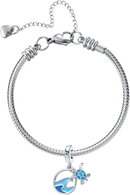 Estrela do mar &amp; mar tropicais Shell Hanging Charm - 925 Sterling Silver Beads - bracelete europeu do encanto do grânulo do estilo