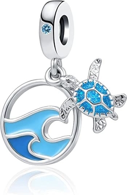 Estrela do mar &amp; mar tropicais Shell Hanging Charm - 925 Sterling Silver Beads - bracelete europeu do encanto do grânulo do estilo