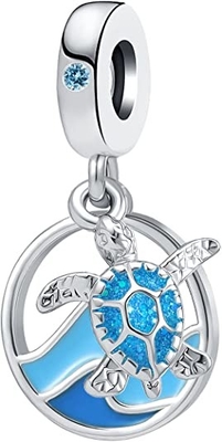 Estrela do mar &amp; mar tropicais Shell Hanging Charm - 925 Sterling Silver Beads - bracelete europeu do encanto do grânulo do estilo