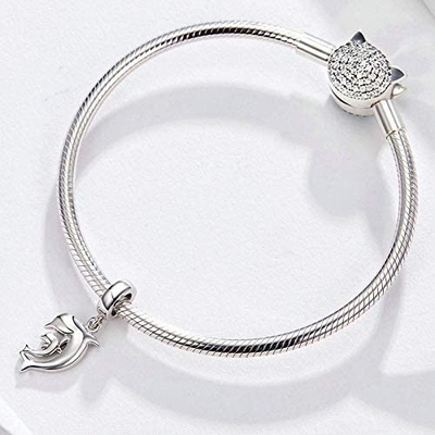 A sereia do encanto da tartaruga do encanto da prata do pendente 925 dos grânulos perla Shell Charm Lucky Sea Turtle para oscilar para braceletes