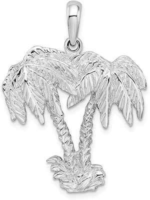 Aniversário animal da família do encanto do amor com pendente de Sterling Silver Polished Palm Tree