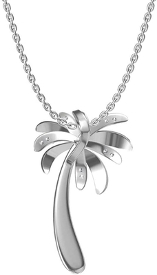 Sorriso de prata - colar contínua do pendente da árvore de Sterling Silver Beautiful Tropical Palm, com a corrente de âncora 17.5inch para mulheres