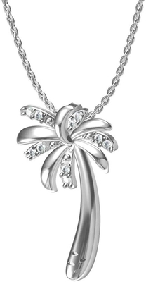 Sorriso de prata - colar contínua do pendente da árvore de Sterling Silver Beautiful Tropical Palm, com a corrente de âncora 17.5inch para mulheres