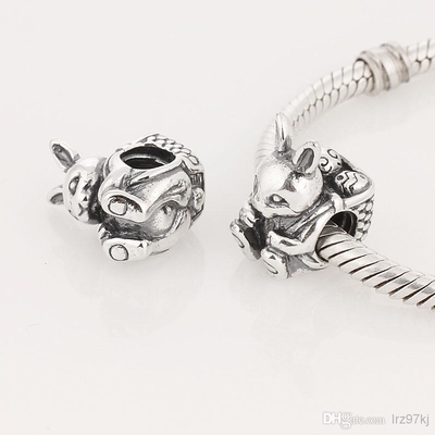 O coração feericamente da borboleta da preguiça dos braceletes BISAER 925 Sterling Silver Charms Cat Dog oscila