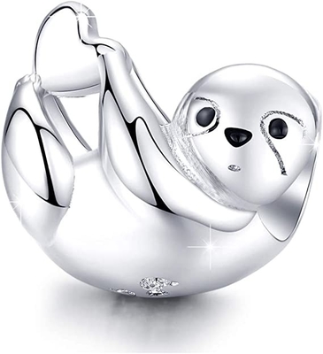 O coração feericamente da borboleta da preguiça dos braceletes BISAER 925 Sterling Silver Charms Cat Dog oscila