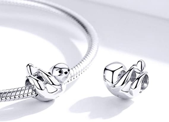 O coração feericamente da borboleta da preguiça dos braceletes BISAER 925 Sterling Silver Charms Cat Dog oscila