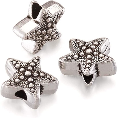 o espaçador animal da estrela do mar 50Pcs de prata antiga perla a vida marinha tibetana 10x11mm do oceano do metal