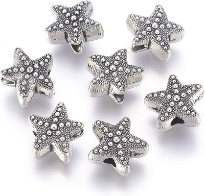 o espaçador animal da estrela do mar 50Pcs de prata antiga perla a vida marinha tibetana 10x11mm do oceano do metal