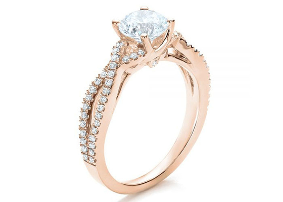 Garra que ajusta 18K Rose Gold Ring 0.8ct com GH VS1 GIA Diamond