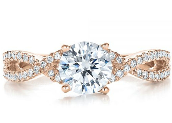 Garra que ajusta 18K Rose Gold Ring 0.8ct com GH VS1 GIA Diamond