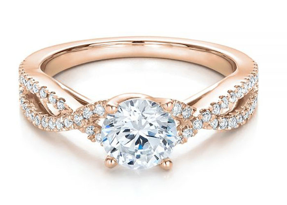 Garra que ajusta 18K Rose Gold Ring 0.8ct com GH VS1 GIA Diamond