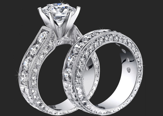14K círculo Diamond Engagement Wedding Rings GH VS1 GIA Certification